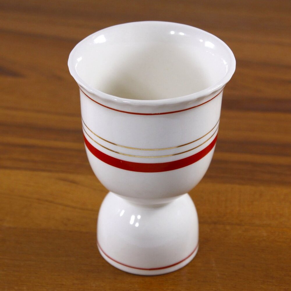 Vintage ceramic reversible egg cup, chicken egg, duck egg cup, french country